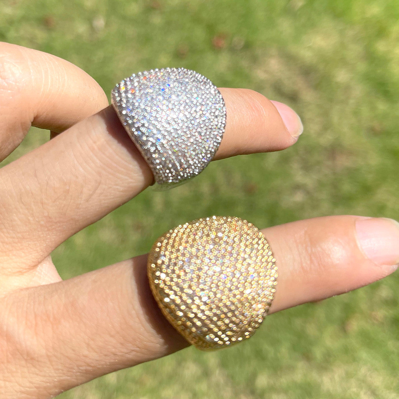 The IcedDome | VVS Diamond CZ Iced Dome 4 Prong Set Blinged Out Rings