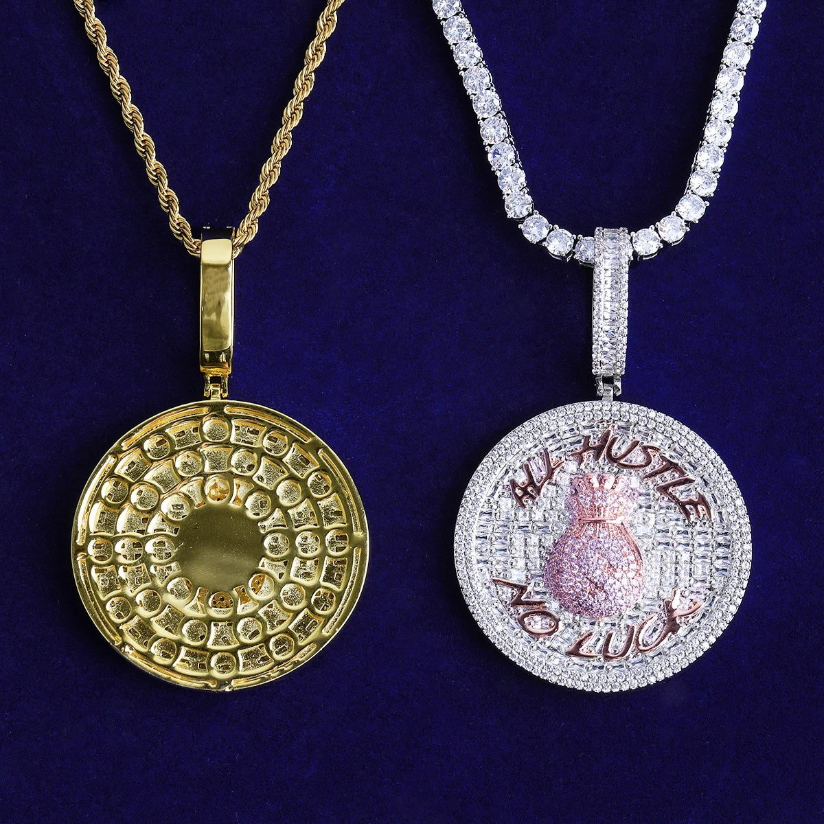 All Hustle No Luck | VVS Diamond CZ Iced Blinged Out Hip Hop Pendant