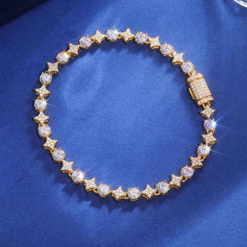 Stars Shine | 8mm Iced Blinged Out VVS Moissanite Diamond 925 Tennis Bracelet