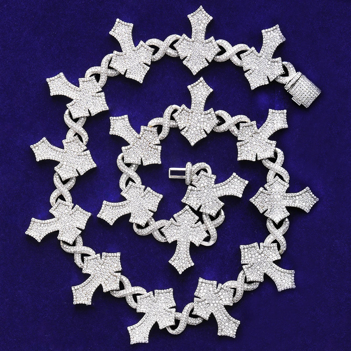 Passion Cross | Flooded Ice 5AA+ VVS CZ Diamond Infinity Link Cross Chain Necklace