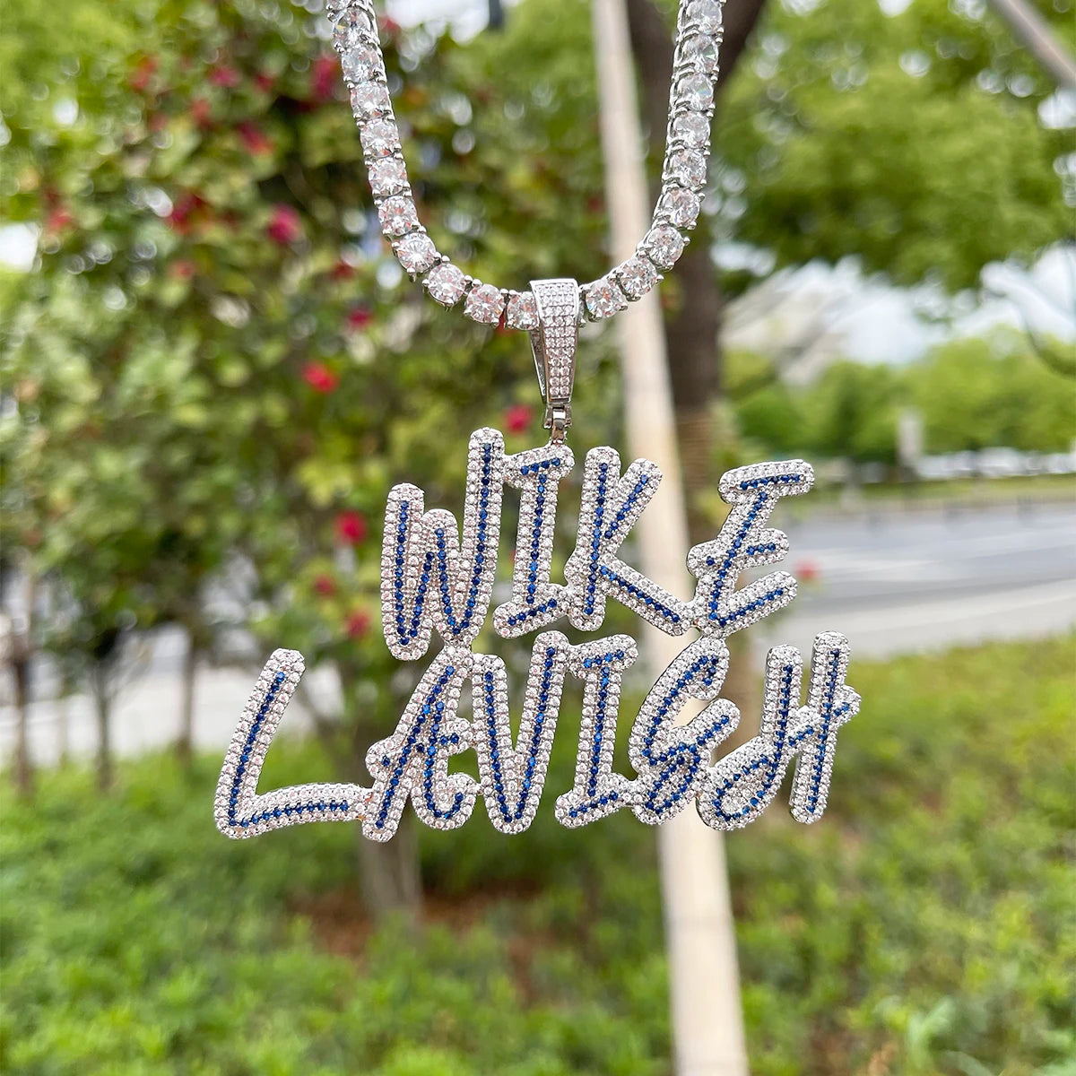 Blue Streak | Flooded Ice 18k Gold 925 Silver Custom Hip Hop Name Initial Chains