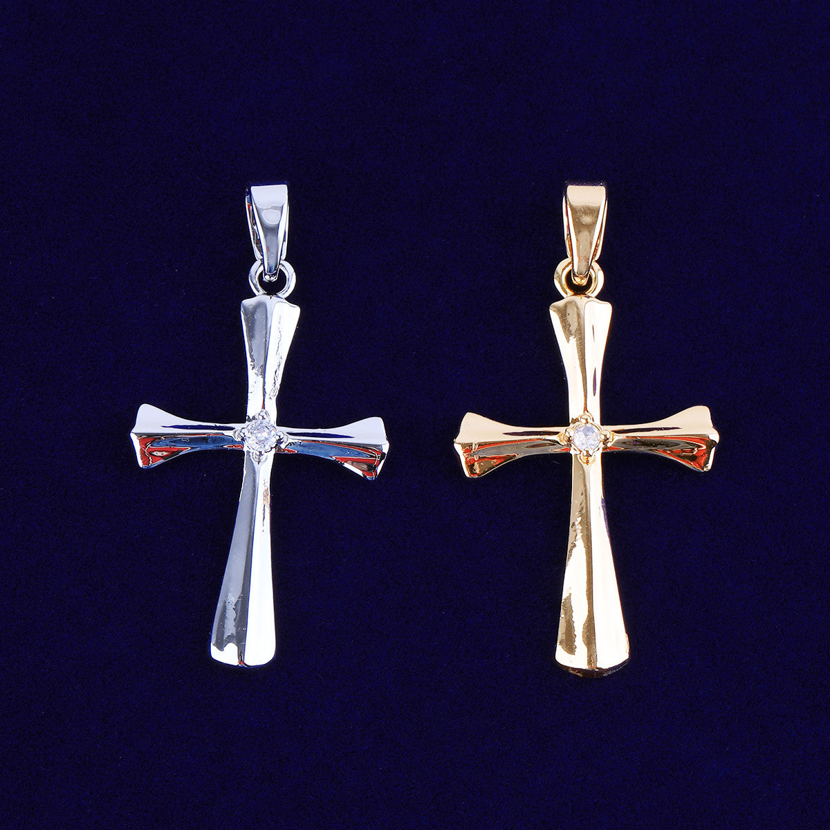 Clarity Cross | VVS Diamond CZ Single 4 Prong Stone Iced Blinged Out Cross Pendant