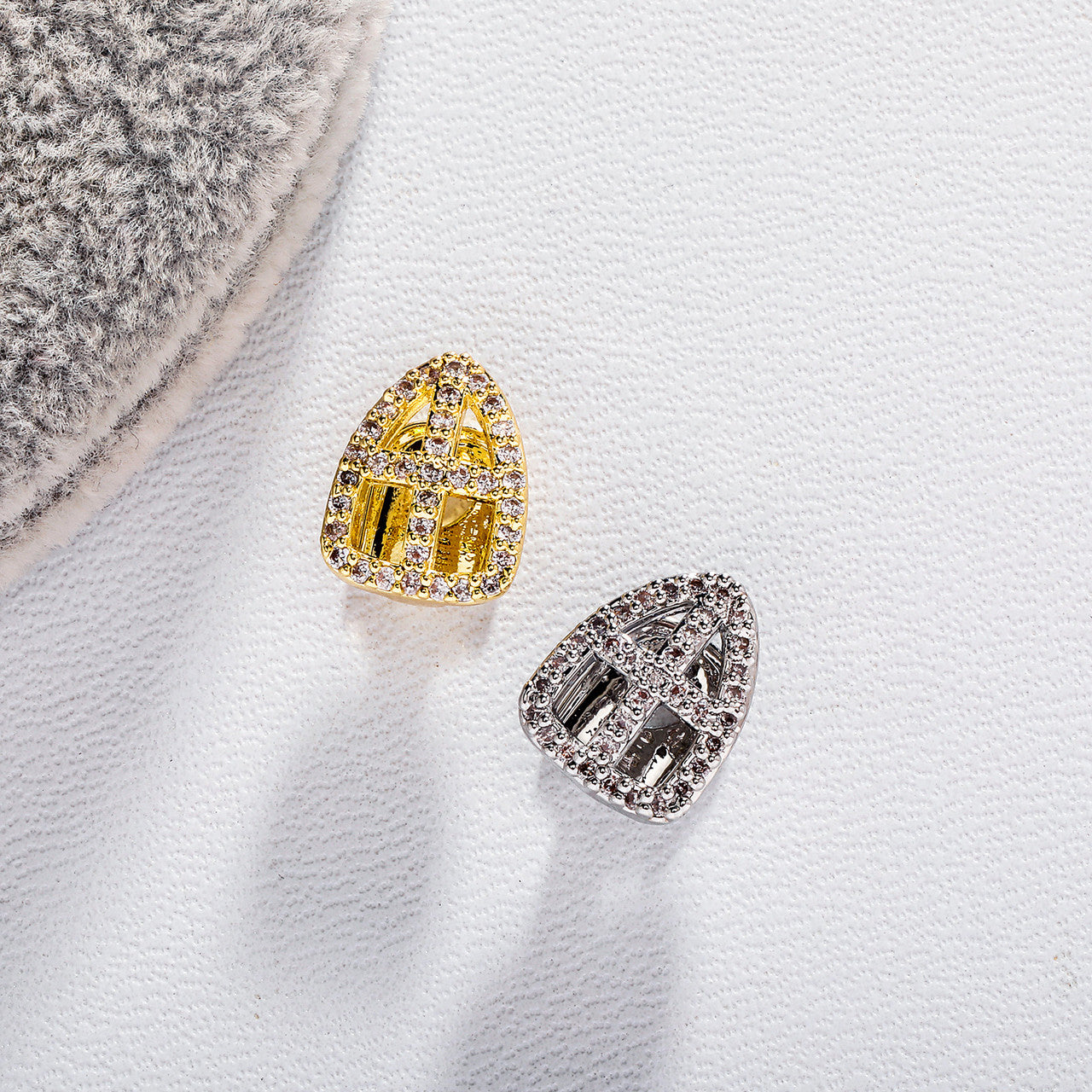 Open Face Cross | VVS Diamond CZ Single Cross Iced Blinged Out Teeth Tooth Grillz