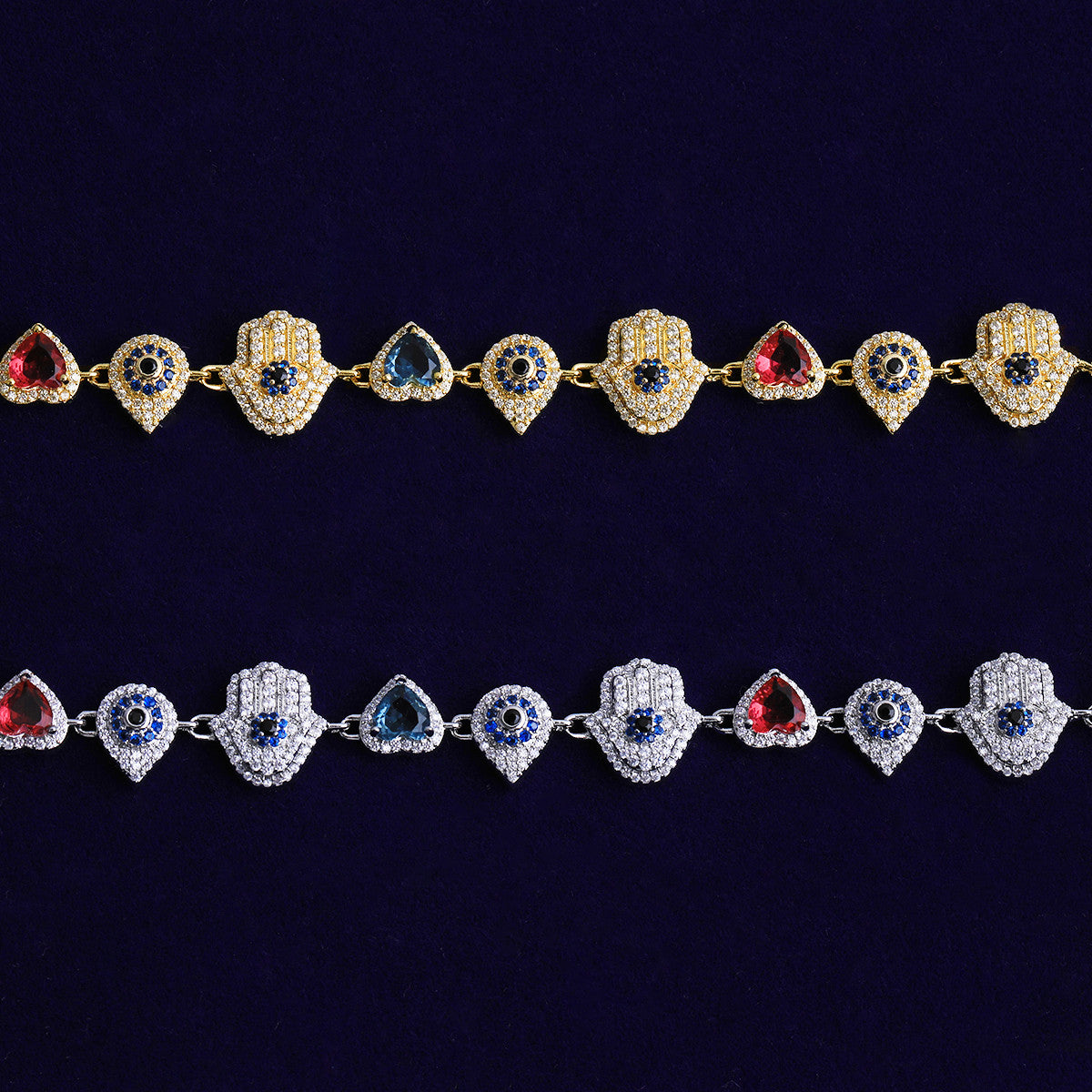 Protect Your Love | 24k Rose Gold 925 Silver VVS Diamond CZ Hamsa Hand Hip Hop Bracelet