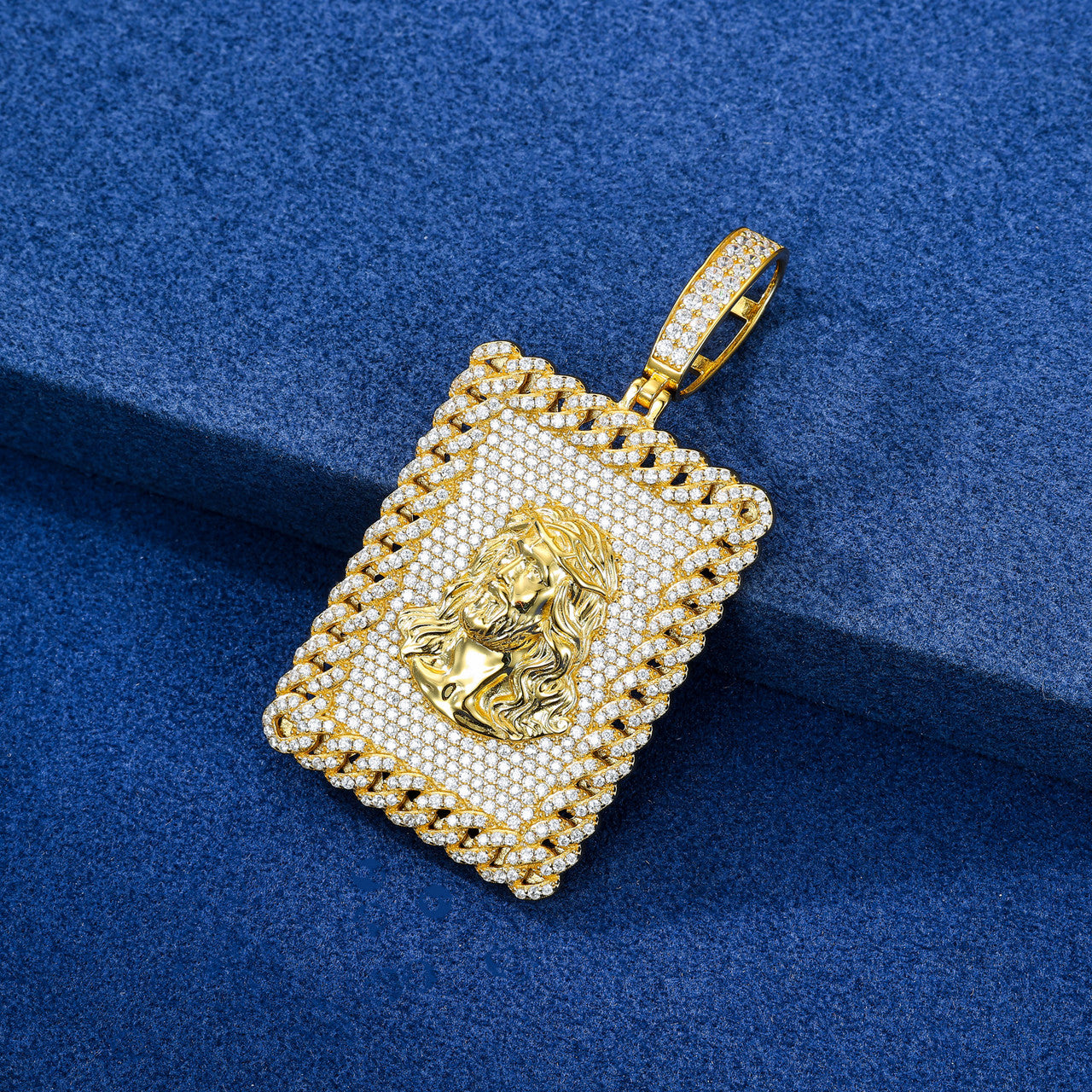 Jesus Tag | Solid 925 Silver Moissanite Diamond Jesus Head Hip Hop Pendant Chain