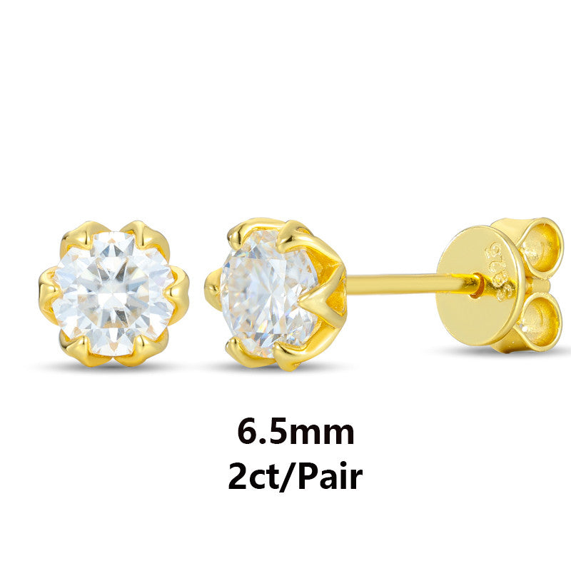 Iced Blinged Out 1/1.6/2ct D Color Moissanite Diamond S925 Sterling Silver 18k Stud Earrings