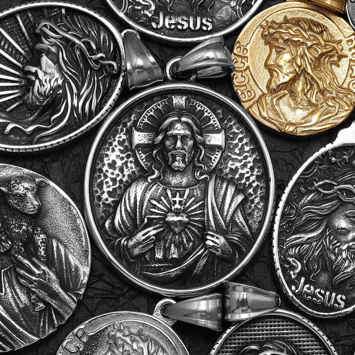 Jesus Heart Collection | 316L No Fade Stainless Steel Men's Spiritual Pendant Chain