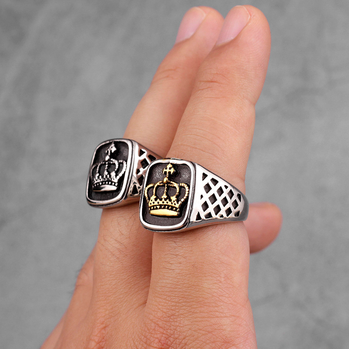 Noble Crown | 316L No Fade Stainless Steel Gold Silver Crown Hip Hop Rings