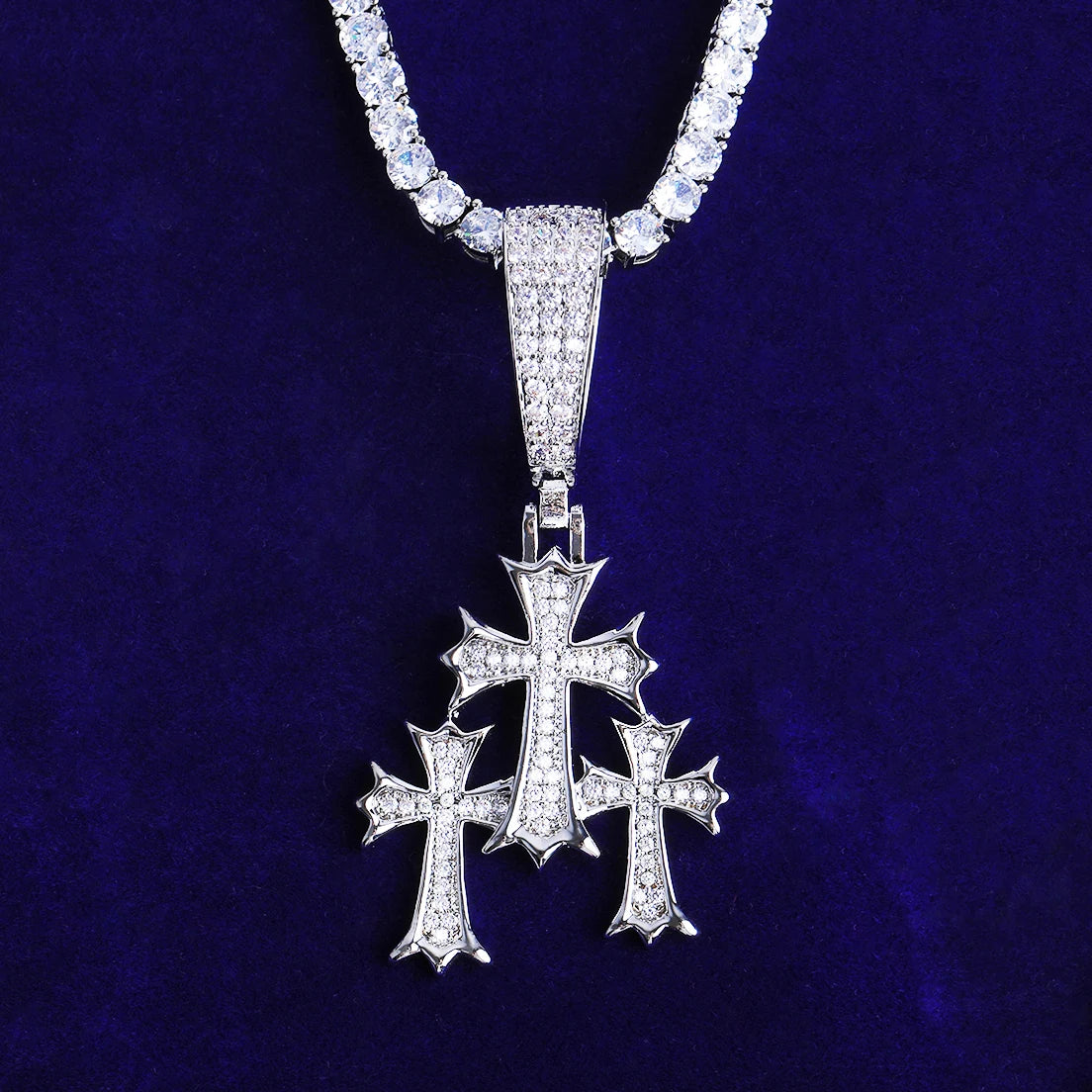 Holy Trinity | Flooded Ice VVS Diamond Iced Blinged Out Trinity Cross Pendant