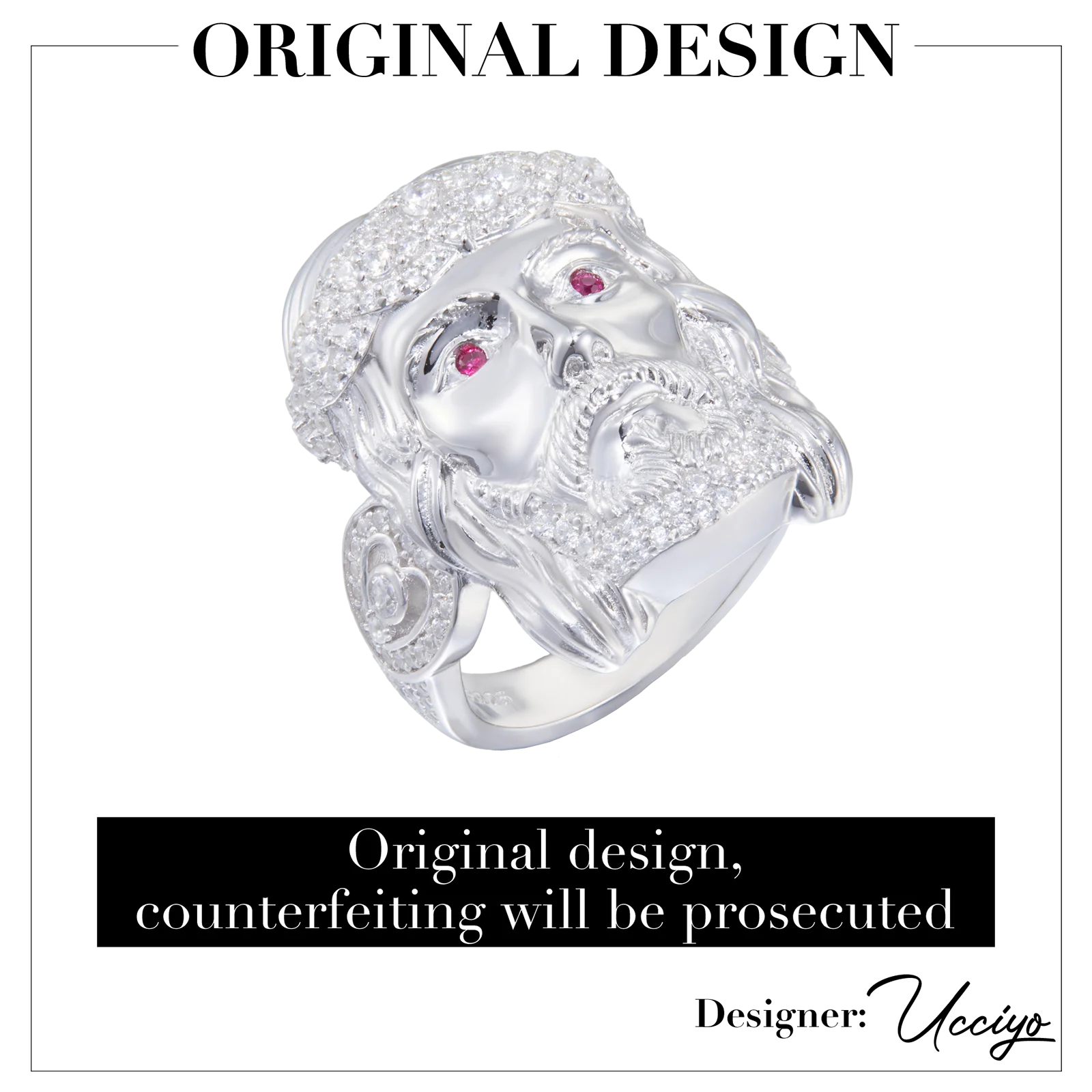 The Messiah | Solid 925 Silver VVS Moissanite Diamond Hip Hop Jesus Face Ring