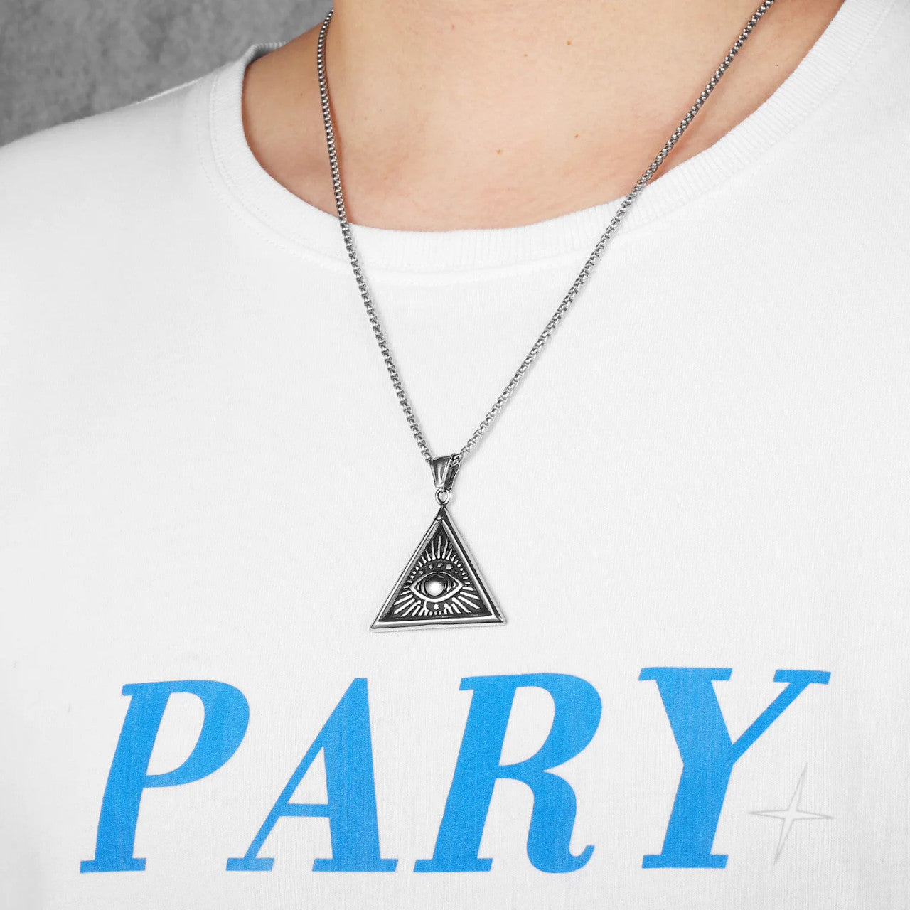 Masonic | 14k Gold Over Solid Stainless Steel Illuminati Eye Amulet Street Wear Pendant