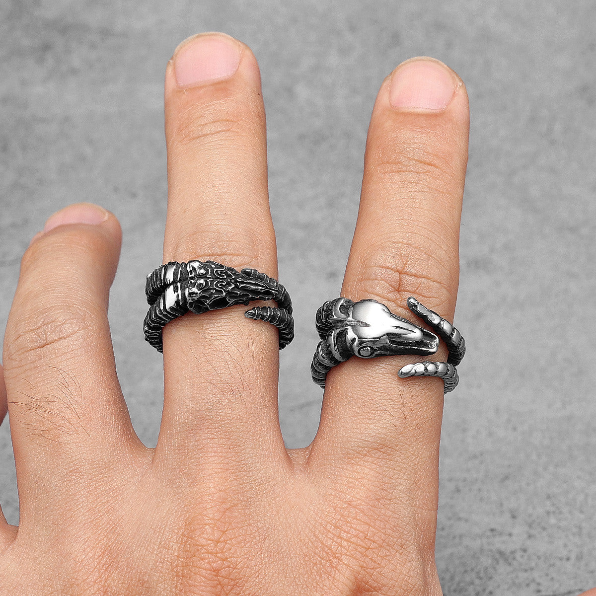 Argali | 316L No Fade Stainless Steel Men Rings Goat Skull Unique Personality Rings