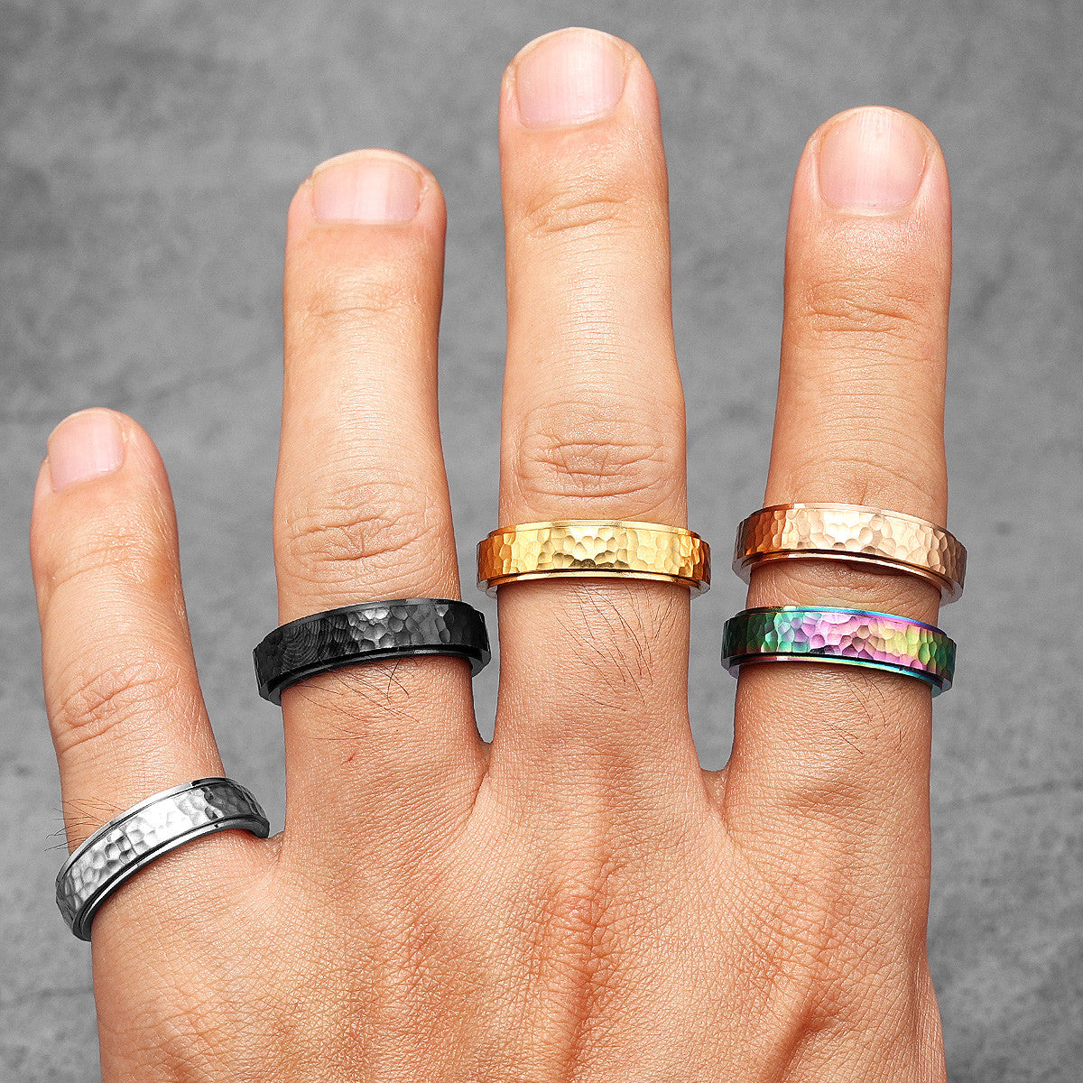 Meteorite | 316L No Fade Stainless Steel Fidget Spinner Style Street Style Rings