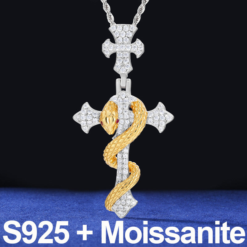 Good VS Evil | Solid 925 Sterling Silver Moissanite Hip Hop Cross Pendant Chain