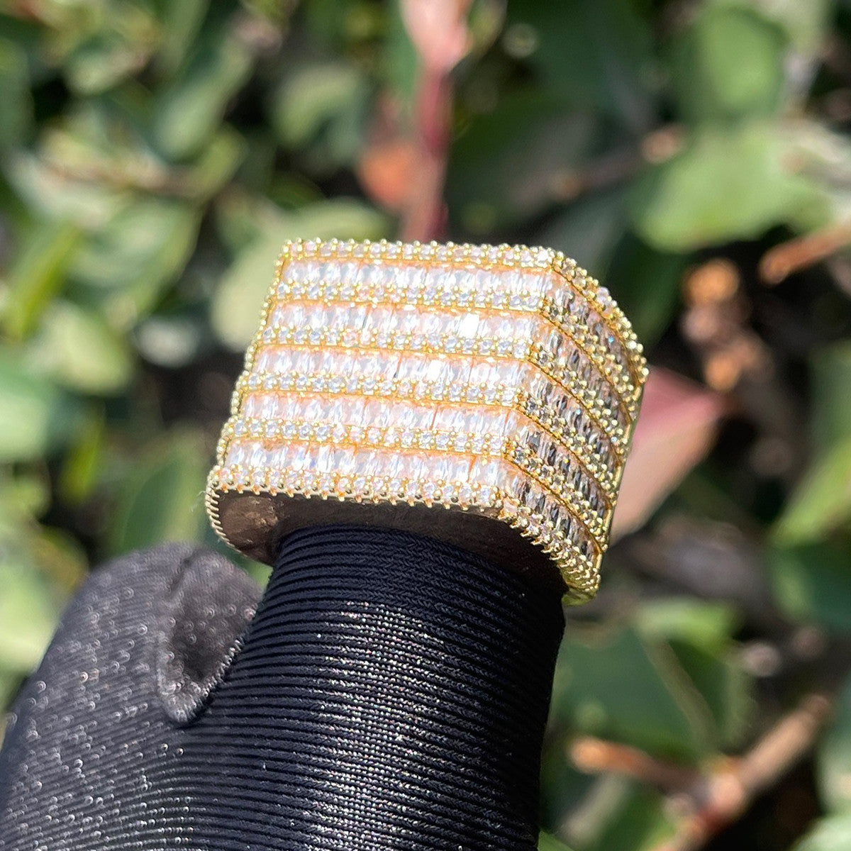 Mens Big Boy All Baguette Iced Blinged Out Hip Hop Rings