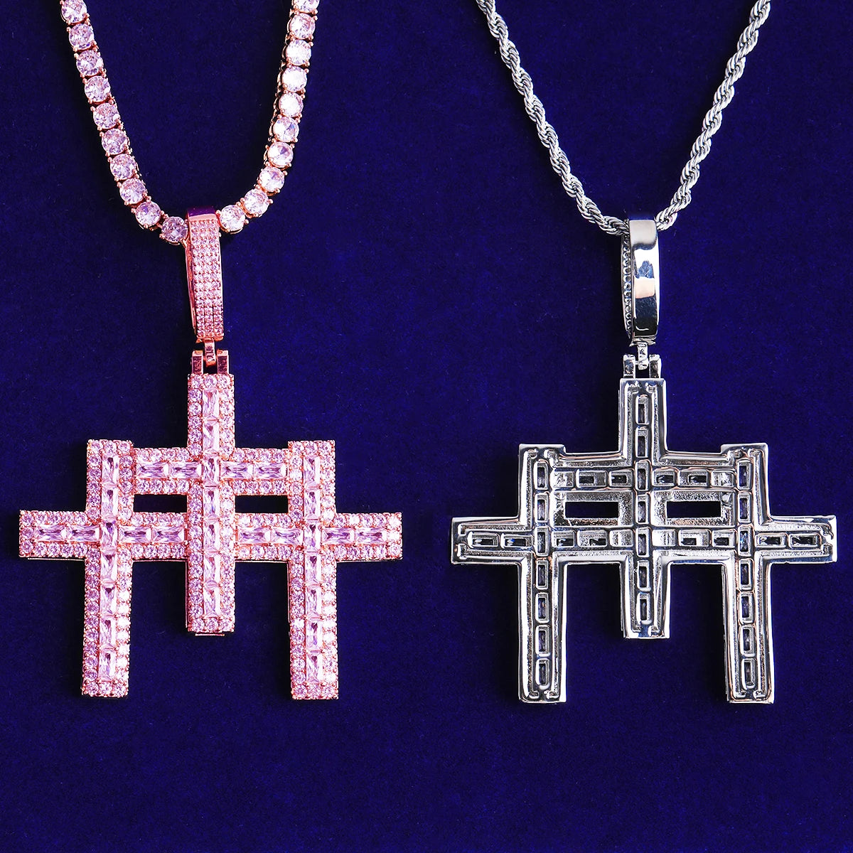 Holy Trinity ll | Flooded Ice VVS Diamond Iced Blinged Out Trinity Cross Pendant