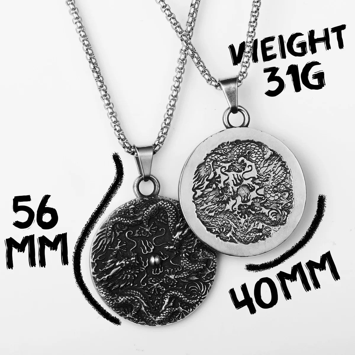 Chinese Dragon | 316L Solid Stainless Steel Ancient Chinese Culture Amulet Pendant