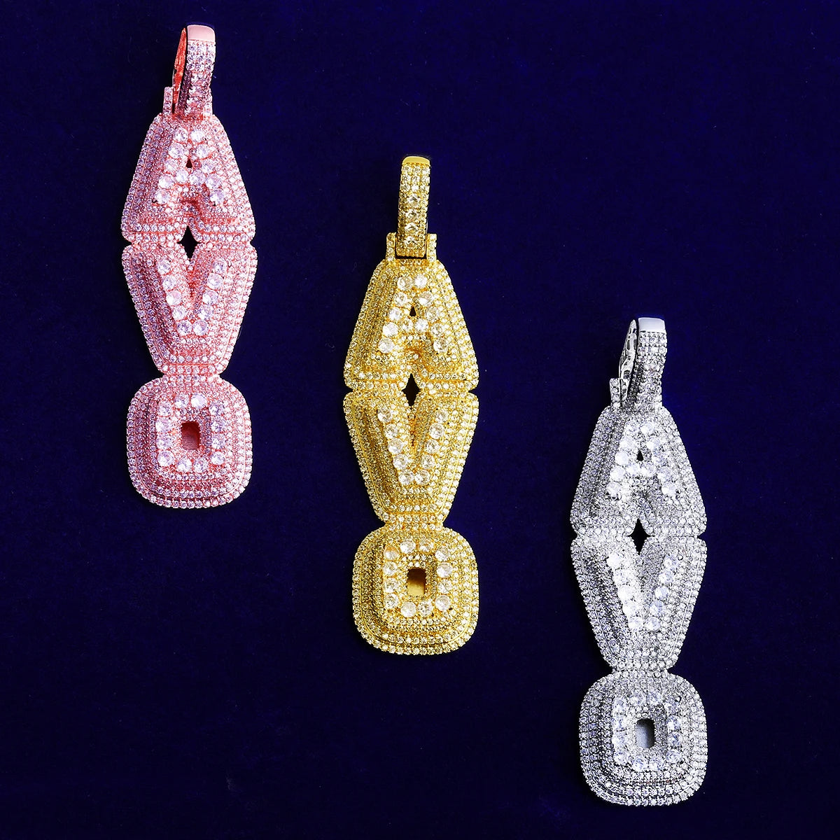 Vert 3D | VVS Diamond CZ Vertical 3 Dimensional Hip Hop Custom Nameplate Pendant