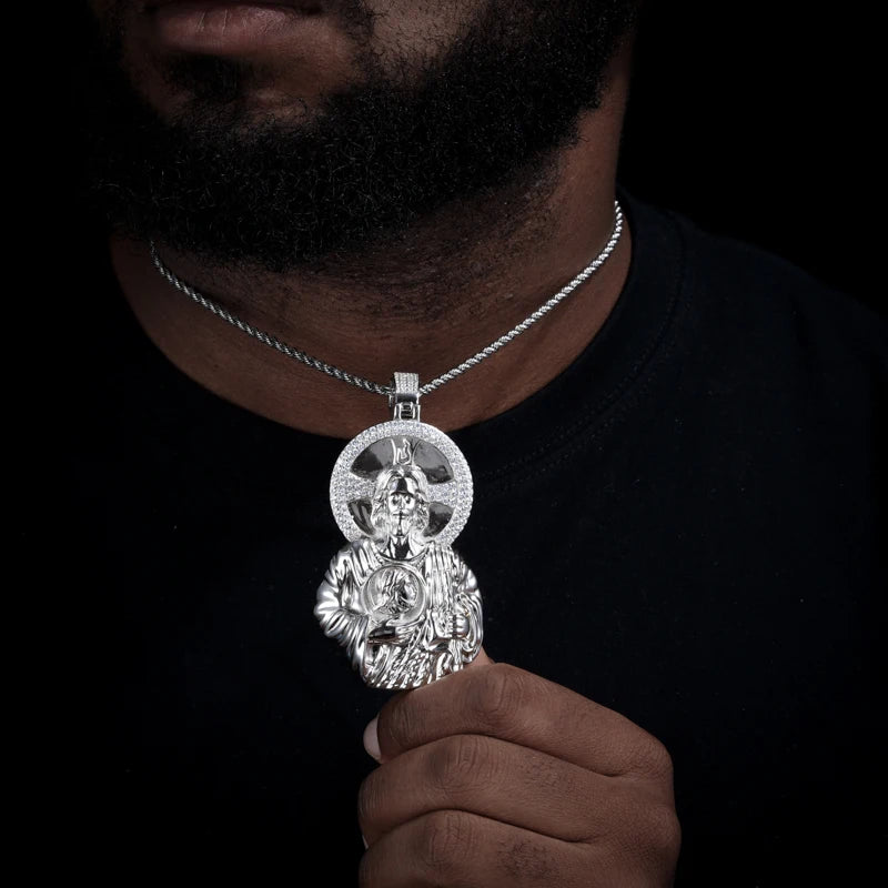 The Son | Moissanite Diamond Radiant Sun Jesus Head Solid 925 Silver Hip Hop Pendant