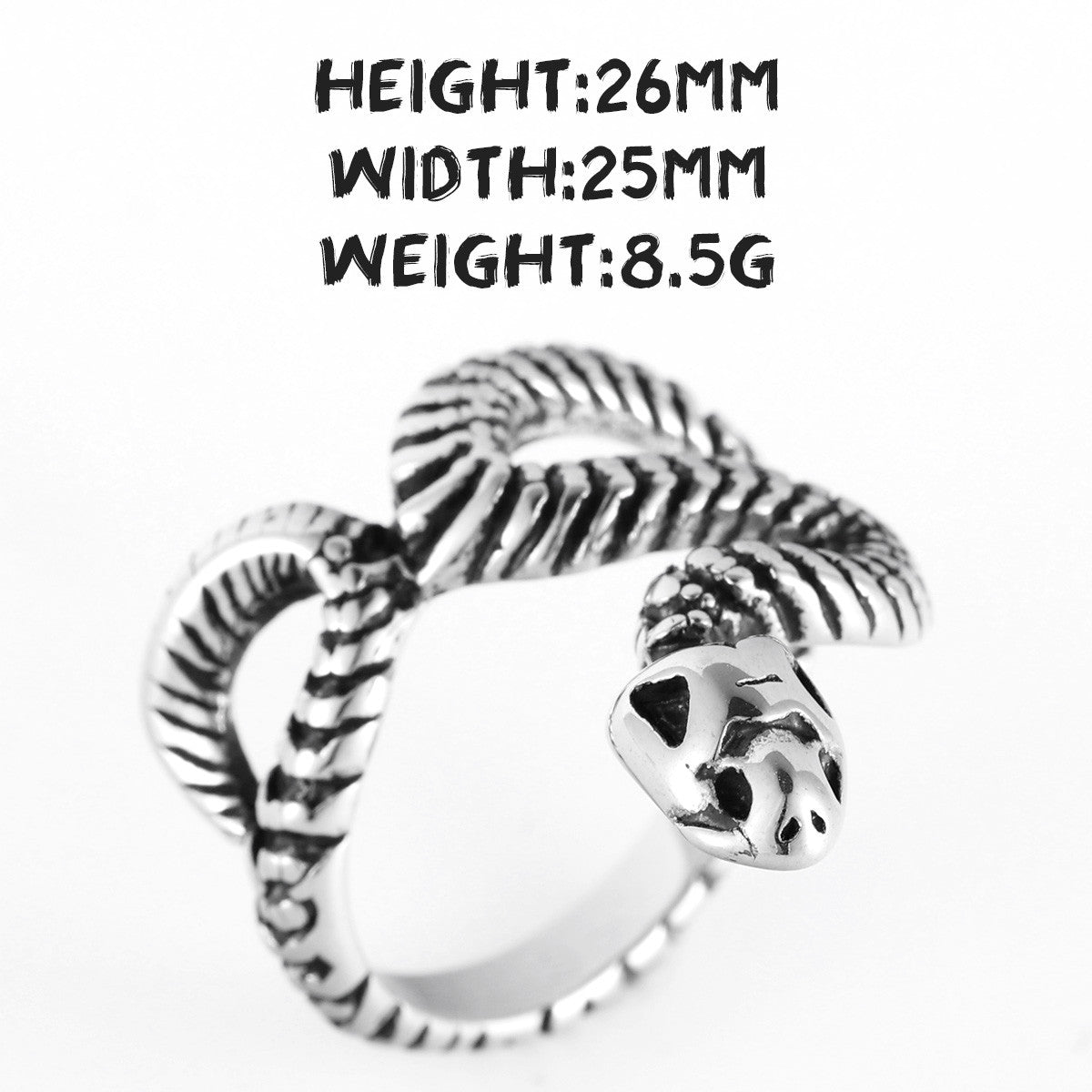 The Mamba | 316L Solid No Fade Stainless Steel Snake Bone Street Style Rings