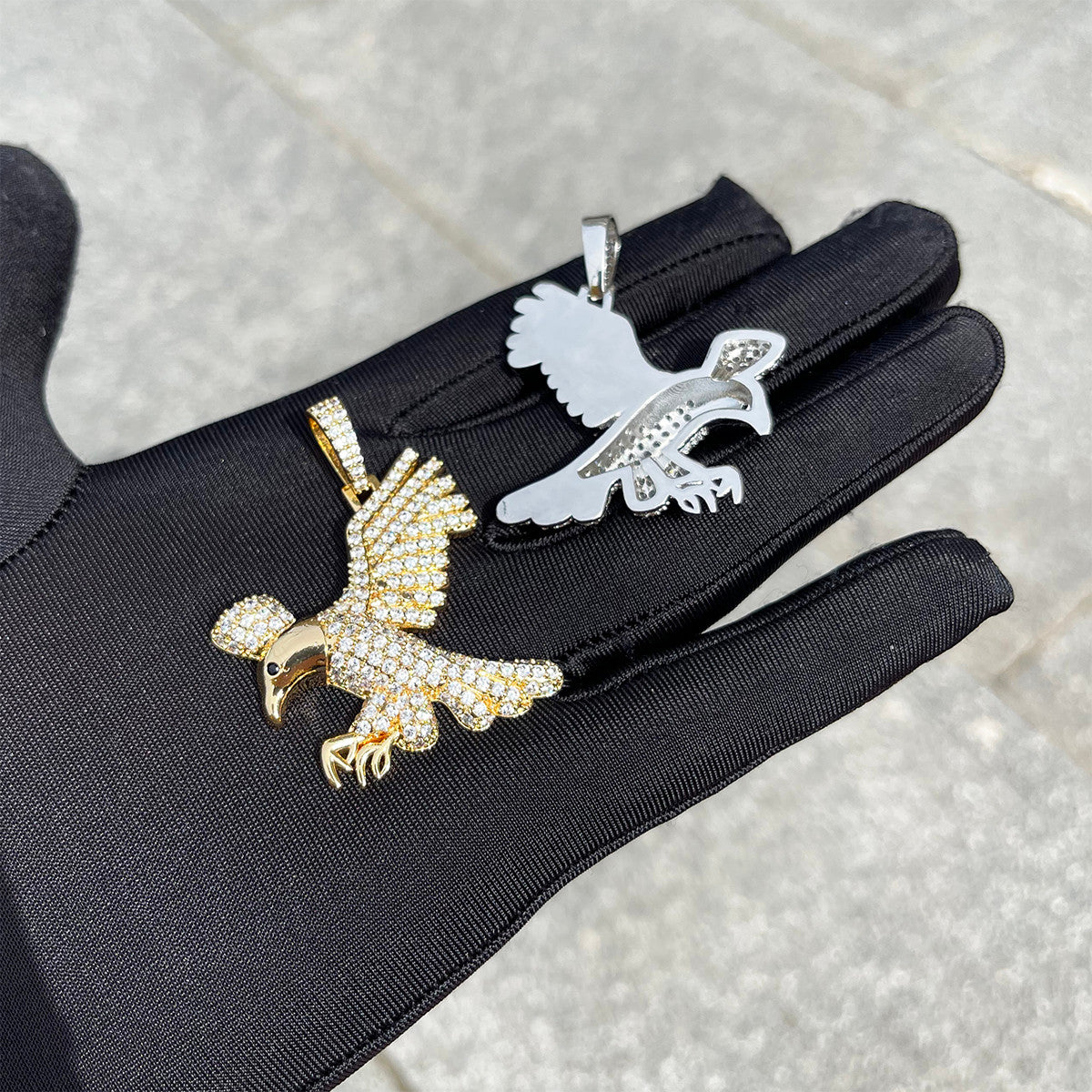 Crowned Majesty | Gold Silver Rose Soaring Eagle VVS Diamond CZ Hip Hop Pendant