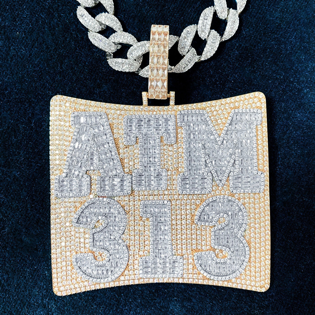 Square Custom One Man Army Name Plate Hip Hop Customized Pendant Chain