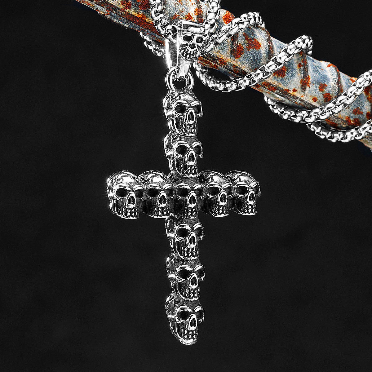 Gothic Skull Cross | 316L No Fade Stainless Steel Men's Street Wear Unique Cross Pendant