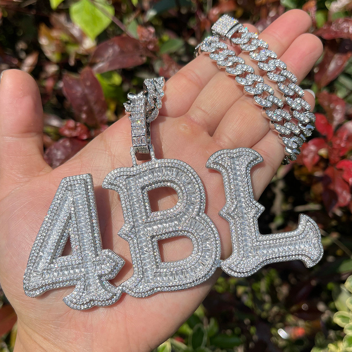 Alpha Baguette | Custom Made Initial Letter 4 Prong Set Hip Hop Pendants