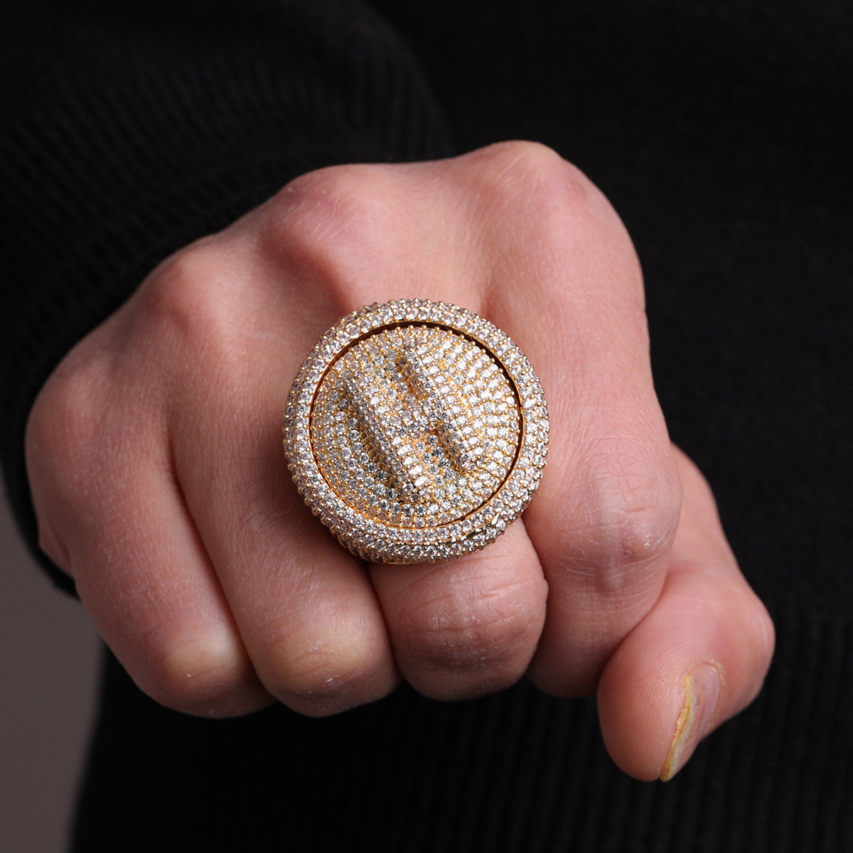 The Head Honcho | VVS Diamond CZ Raised Letter Iced Blinged Out Custom Rings