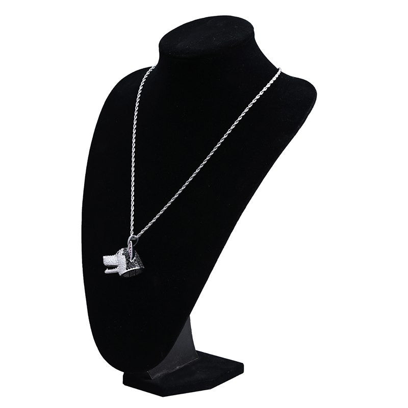 Husky Dog True Micro Pave 5A Stone Iced Pendant Blinged Out Chain Necklace