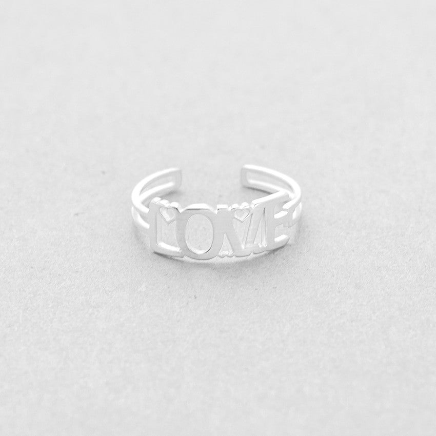 18k Gold .925 Silver Over Stainless Steel Resizeable LOVE Promise Rings