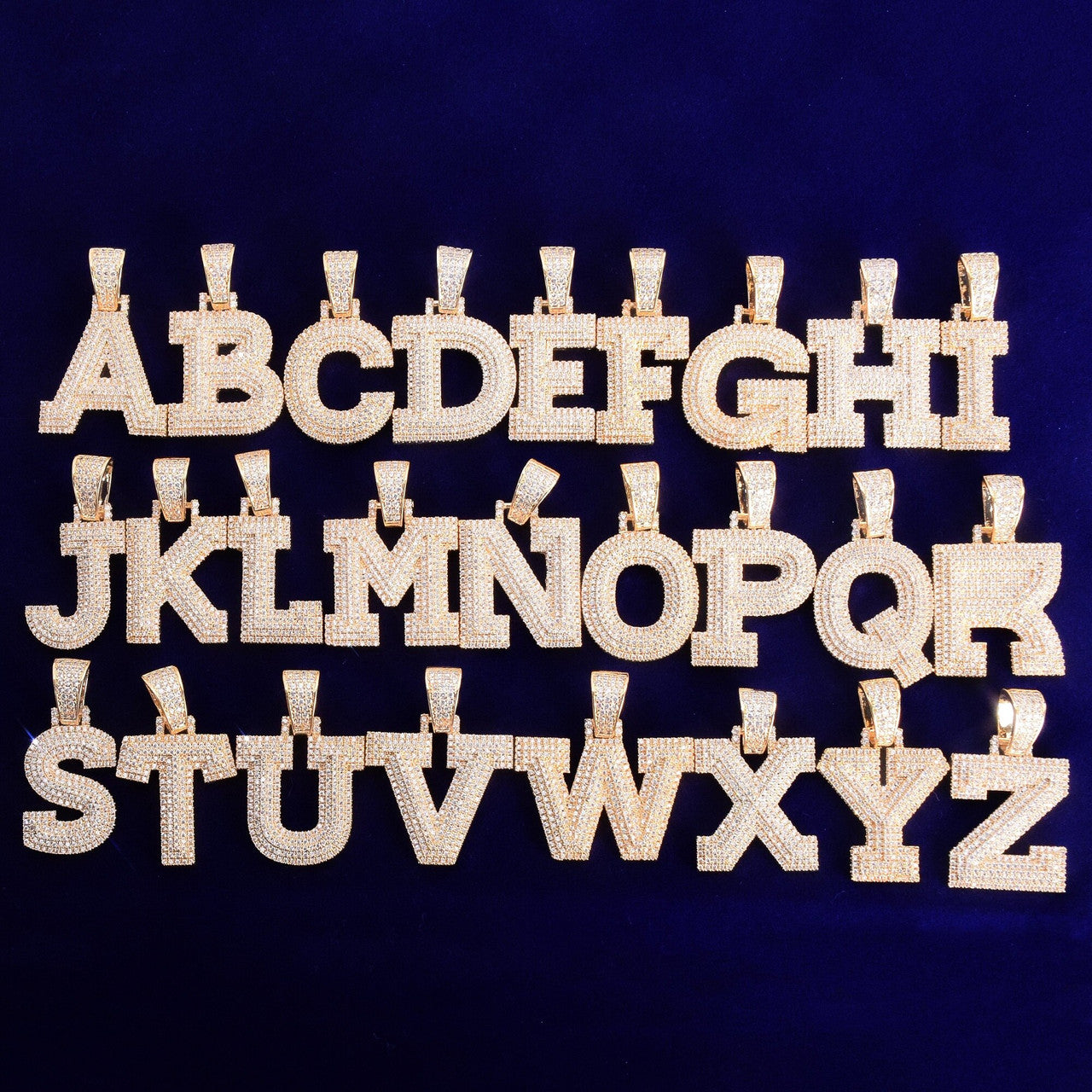 Graffiti Ice 18k Gold .925 Silver Bubble Letter Hip Hop Three-layer Flooded Stone Tennis Chain Pendant