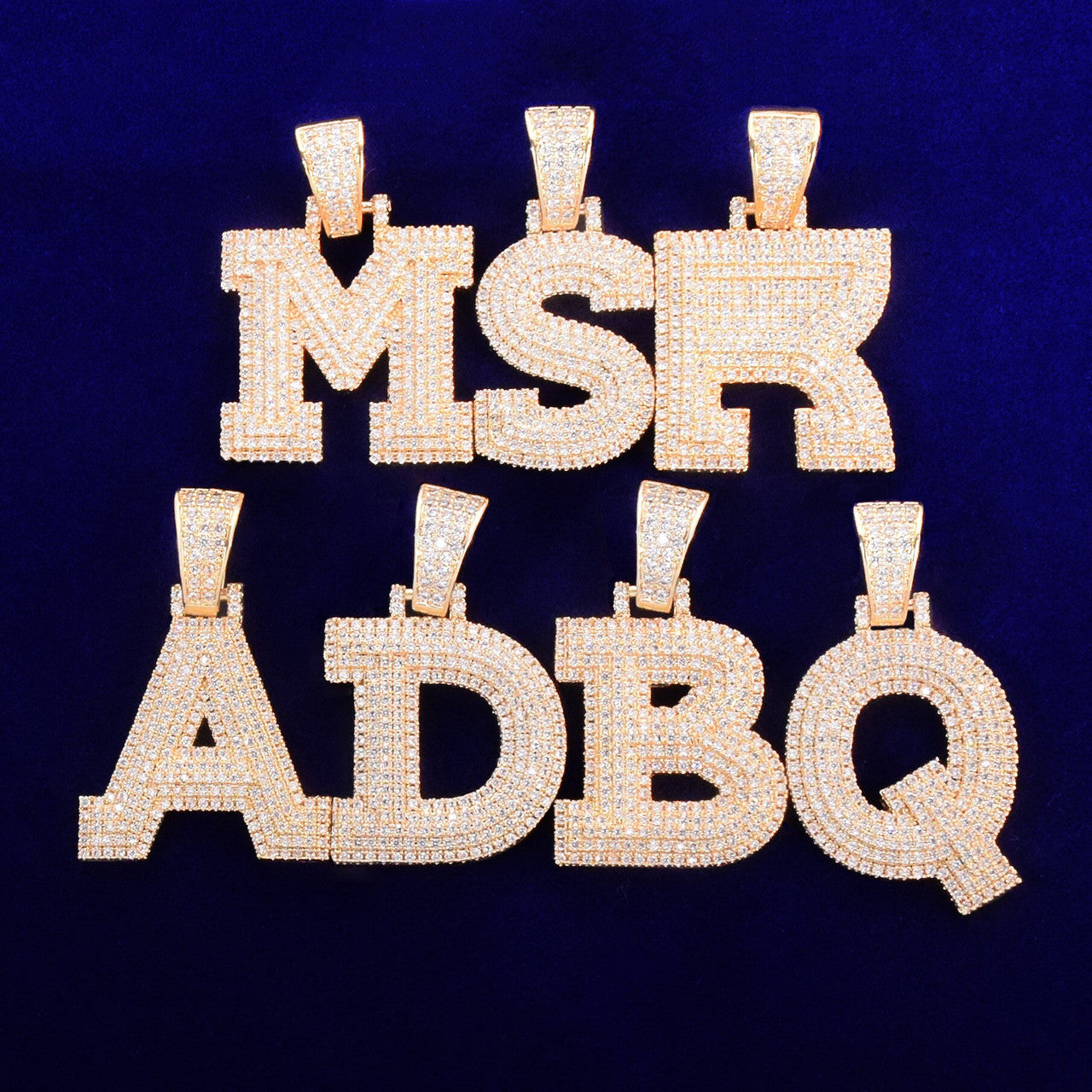 Graffiti Ice 18k Gold .925 Silver Bubble Letter Hip Hop Three-layer Flooded Stone Tennis Chain Pendant