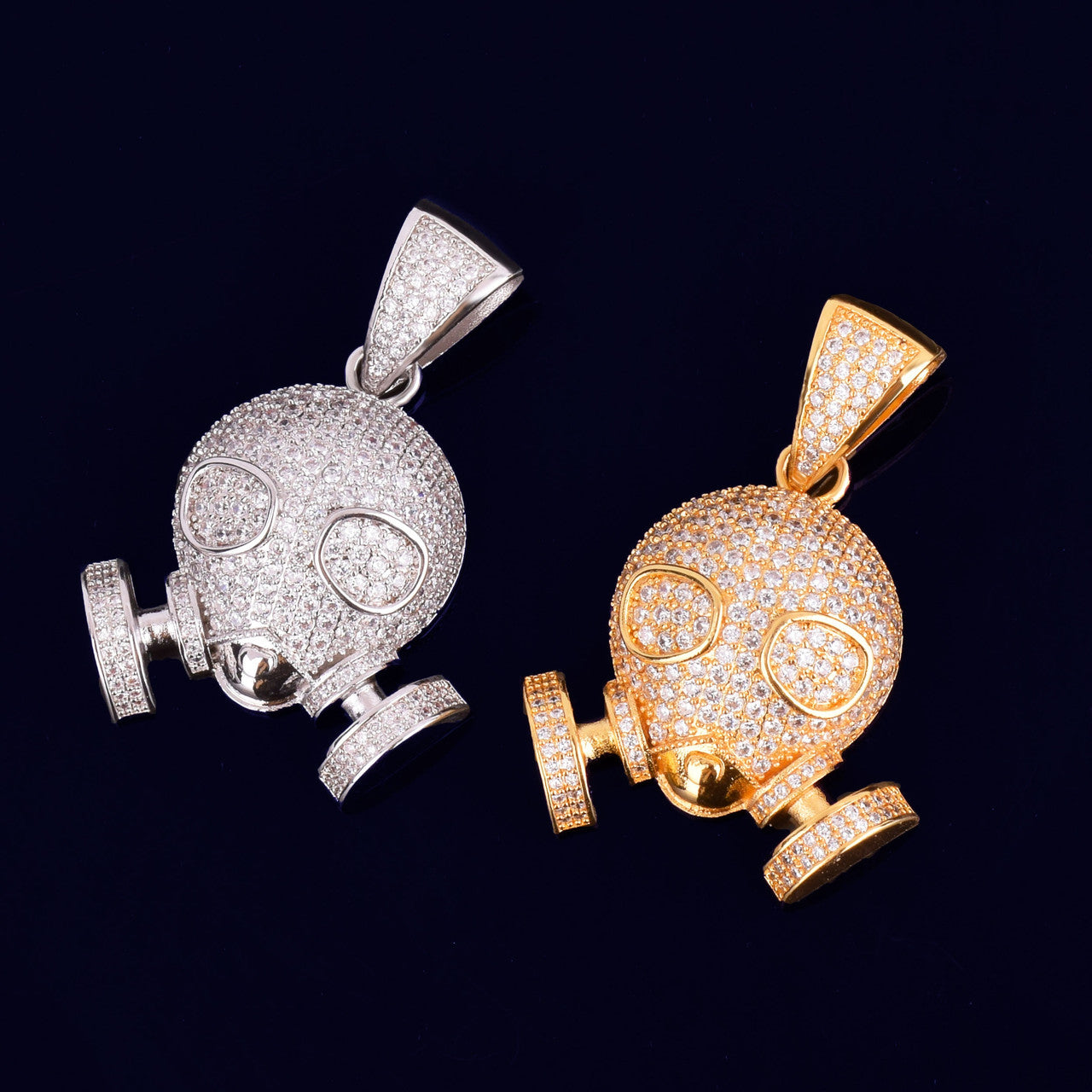 .925 Silver 18k Gold Gas Mask Pendant