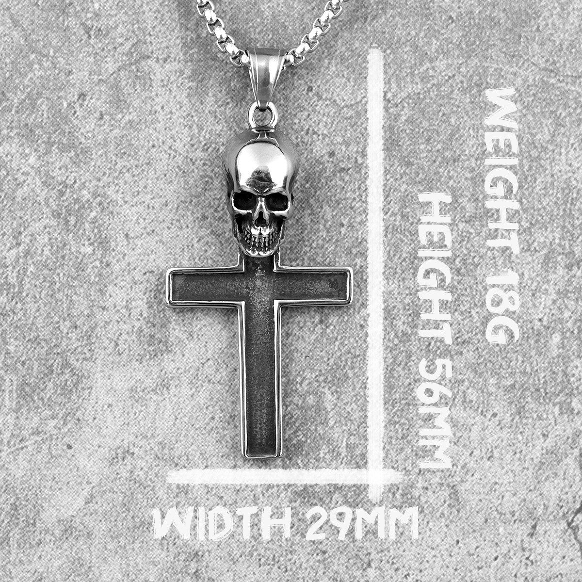 Skull Cross | Mens Silver No Fade Stainless Steel Street Wear Pendant Chain Necklace