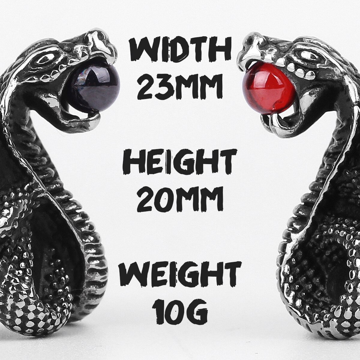 Mens No Fade Stainless Steel Coiled Cobra Snake Street Wear Vintage Rings