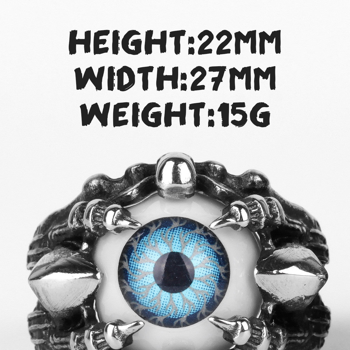 Mens No Fade Demon Evil Eye Silver Stainless Steel Personality Rings