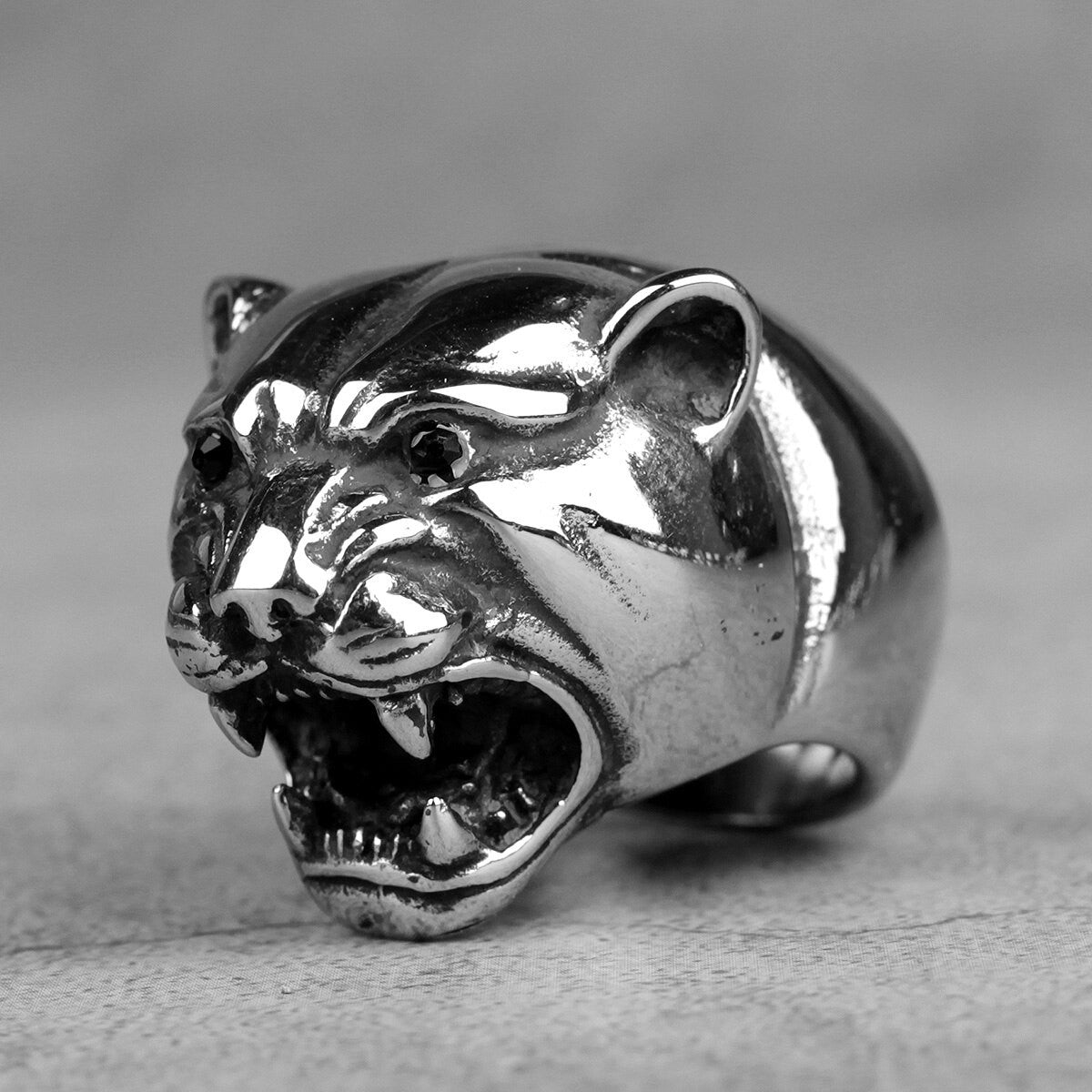 Mens Stainless Steel No Fade Leopard Street Wear Fashion Rings