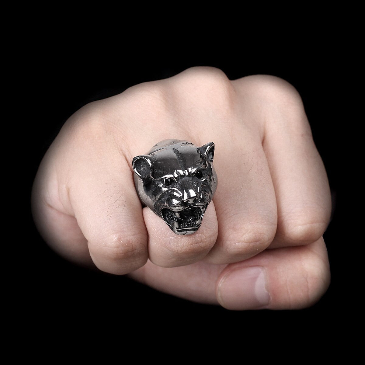 Mens Stainless Steel No Fade Leopard Street Wear Fashion Rings