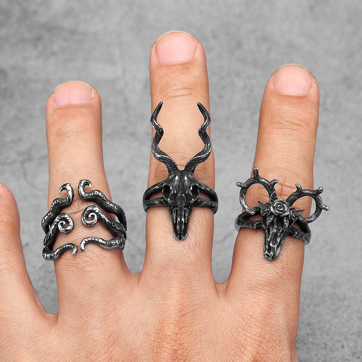 The Unique Man 316L Stainless Steel Octopus Squid Tentacle Street Wear No Fade Rings