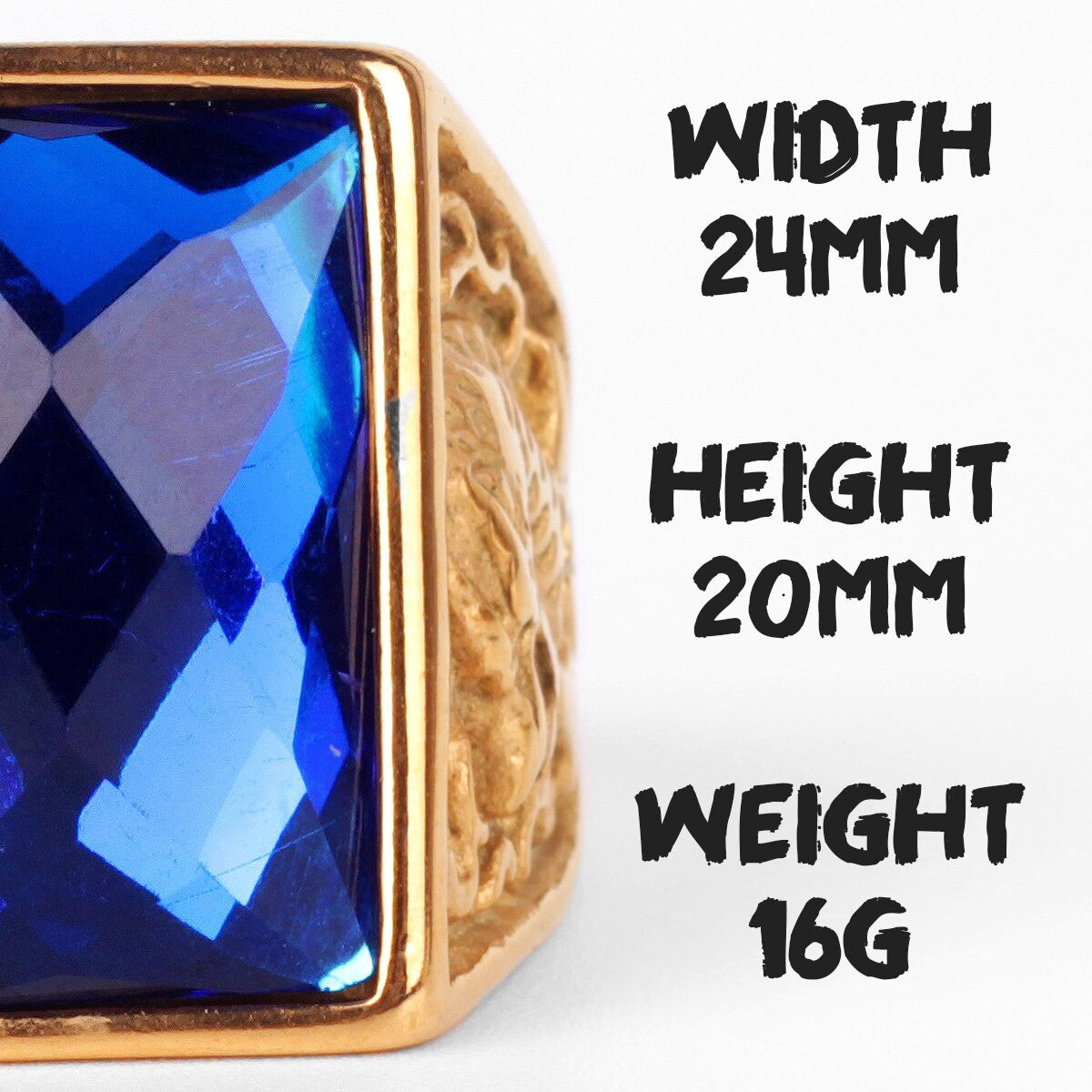 Mens Gemstone Phoenix Dragon No Fade 14k Gold Over Stainless Steel Street Wear Bling Rings