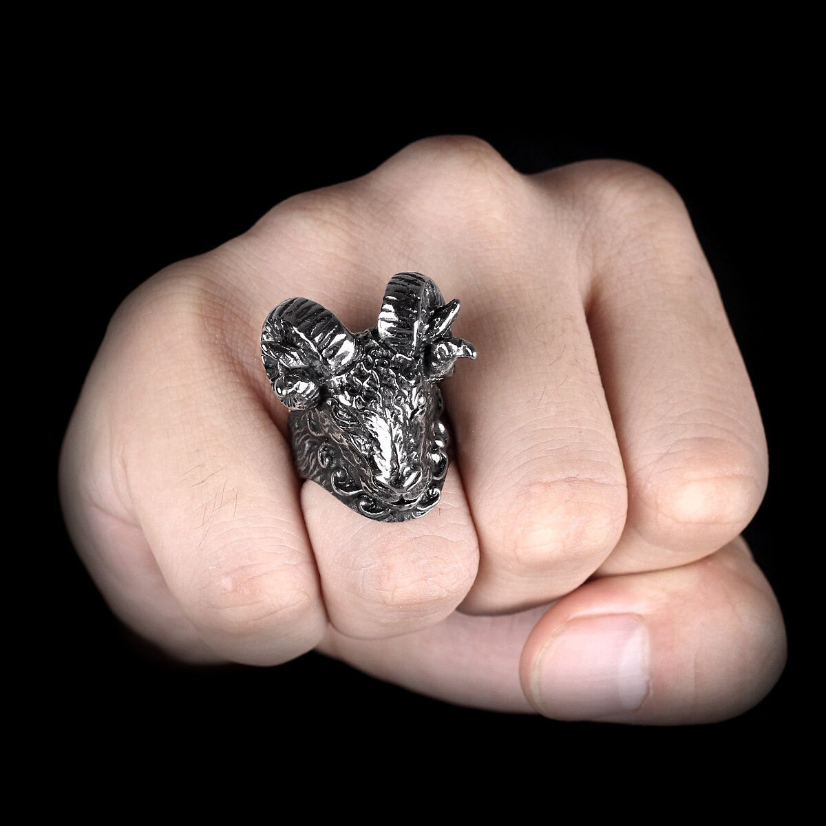 Mens No Fade Stainless Steel The Goat 3D Personality Dominate Male Rings