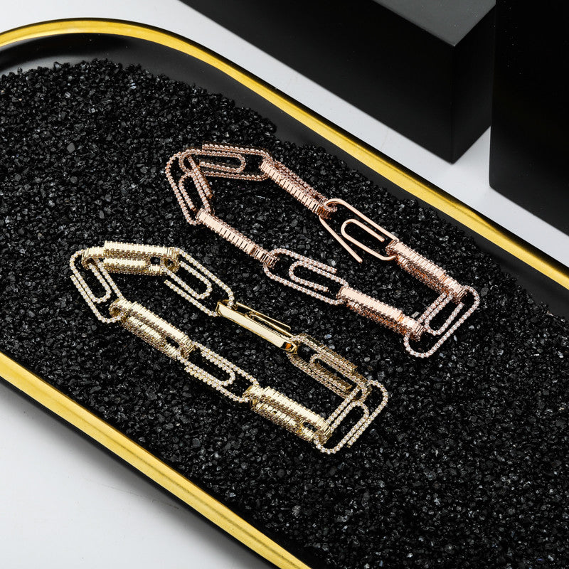 Paper Boy | 10mm Paper Clip Iced Blinged Out VVS Diamond CZ Hip Hop Bracelets