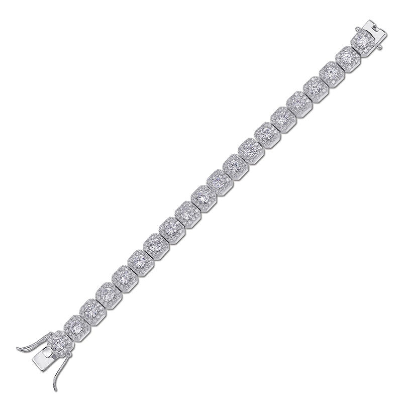 Blinged Out 10mm 14k Gold .925 Silver Micro Pave Ultra Iced Square AAA Micro Pave Tennis Bracelet