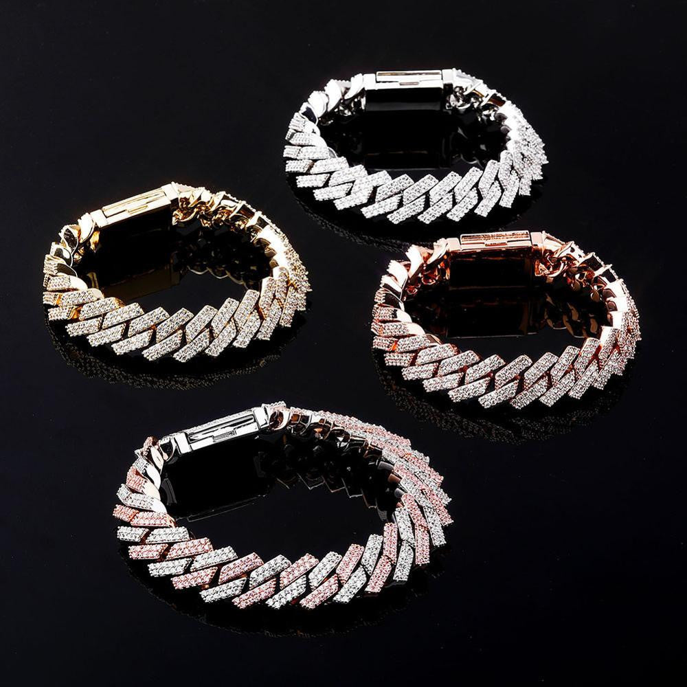 14mm Flooded Ice High Quality Micro Pave AAA Stone Close Cut Cuban Hip Hop Bracelet