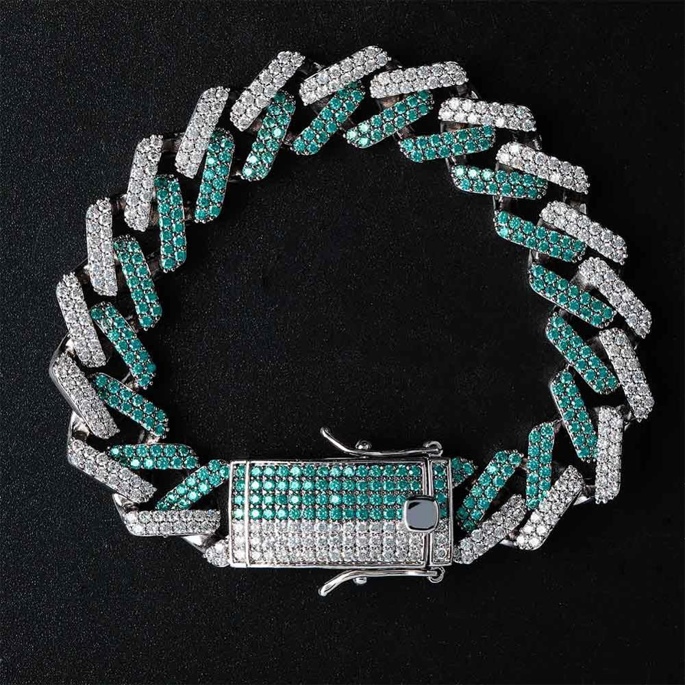 Mens Hip Hop Mint Blue Ice Two Tone Bling Street Wear Jewelry Fashion Bracelet