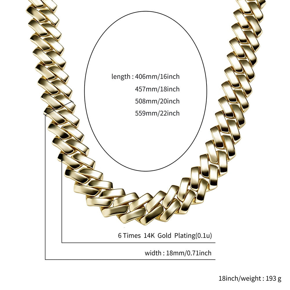 Mens 18MM Street Wear Spring Clasp Designer Cuban Link Hip Hop Chain