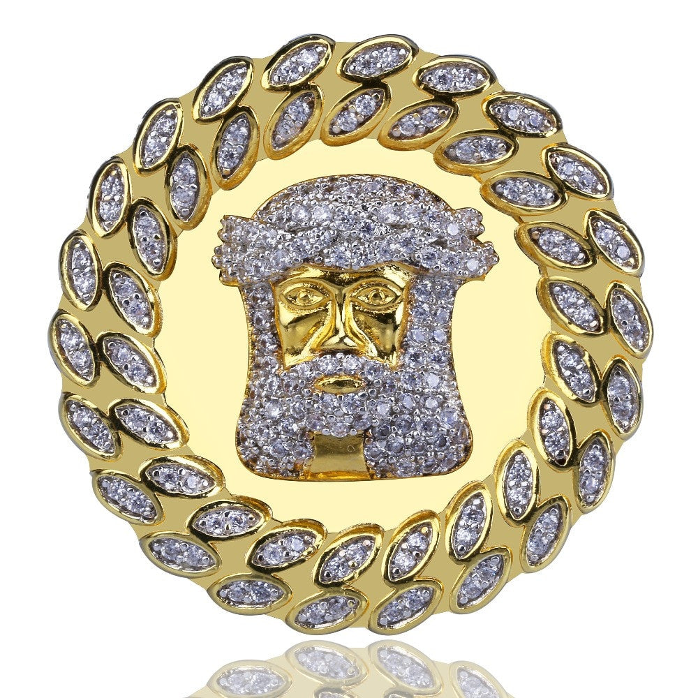 Jesus Face AAA True Micro Pave 14k Gold Hip Hop Mens Ring