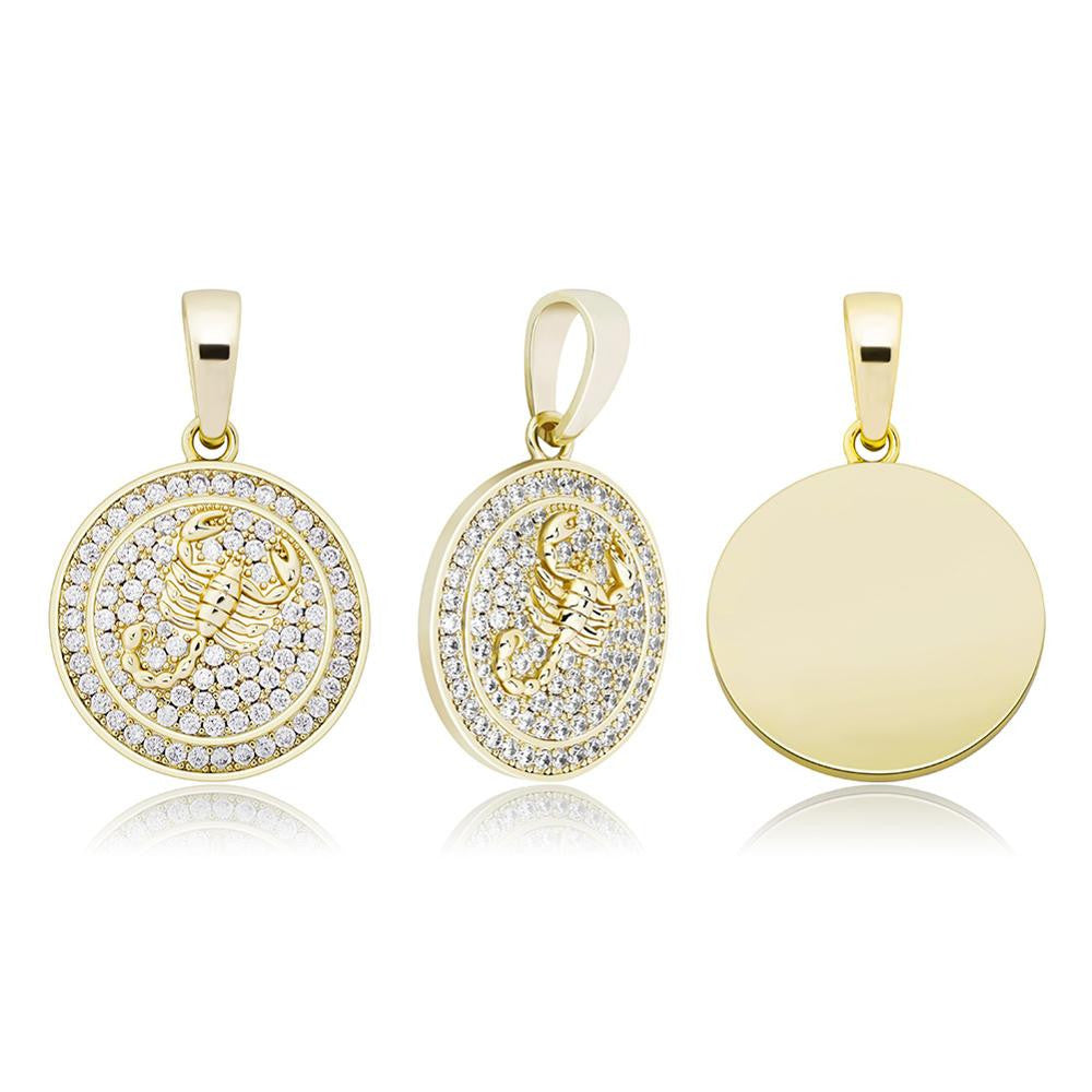 14k Gold Rose Gold .925 Silver Constellations Astrology Simulate Diamond Bling Pendants