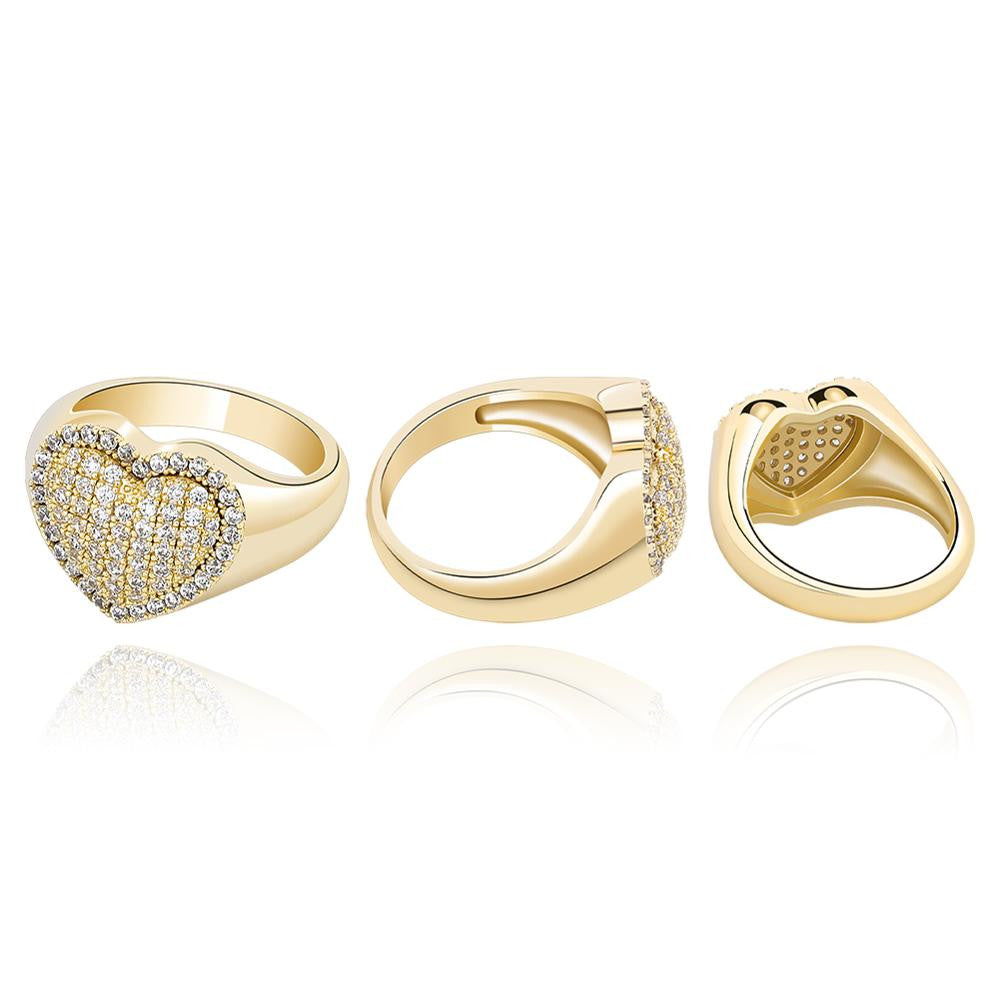Ladies High Fashion Bling Delicate Heart AAA Micro Pave Bling Bling Rings
